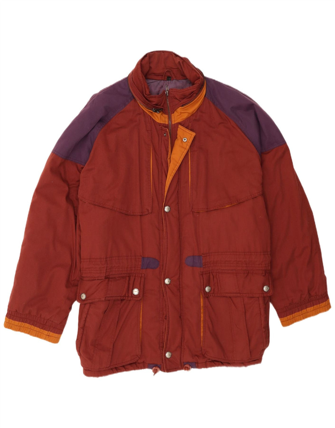 Jaqueta corta-vento masculina vintage UK 42 XL marrom colorblock