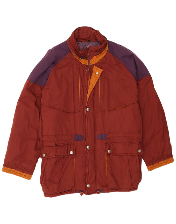 Jaqueta corta-vento masculina vintage UK 42 XL marrom colorblock