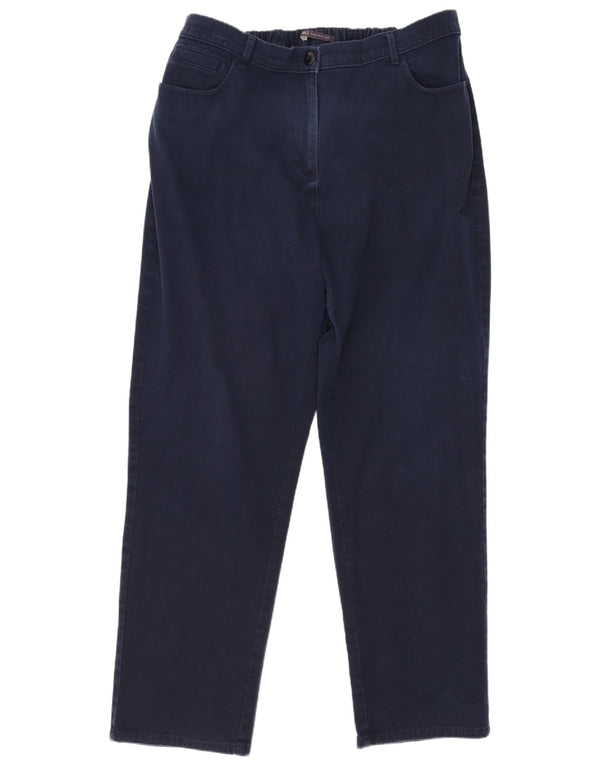 Calça casual feminina Marks & Spencer cônica Reino Unido 20 2XL W36 L28 azul marinho