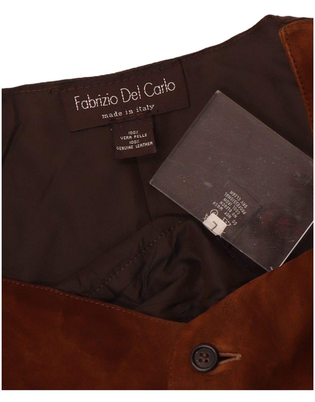 FABRIZIO DEL CARLO Colete masculino de camurça grande couro marrom