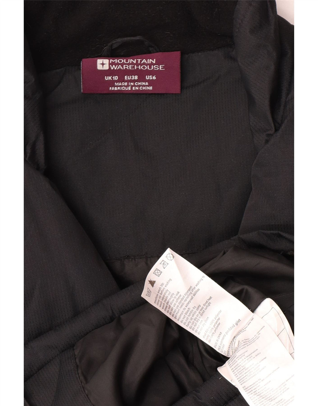 Colete acolchoado grande feminino Mountain Warehouse UK 10 pequeno preto