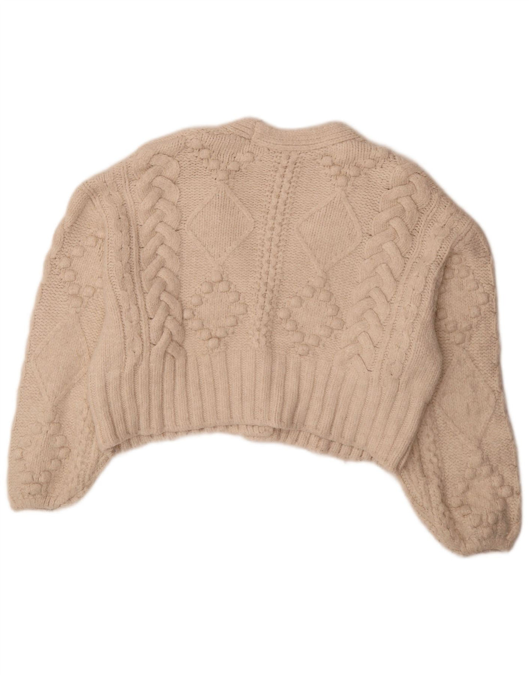 Zara Suéter feminino oversized UK 14 Médio Off White Acrílico