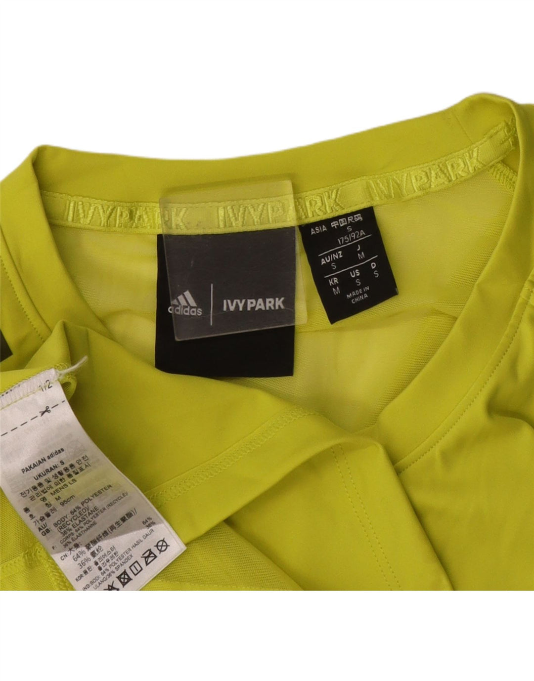 Adidas Mens Ivy Park Ver Através Top Manga Longa Pequeno Poliéster Amarelo