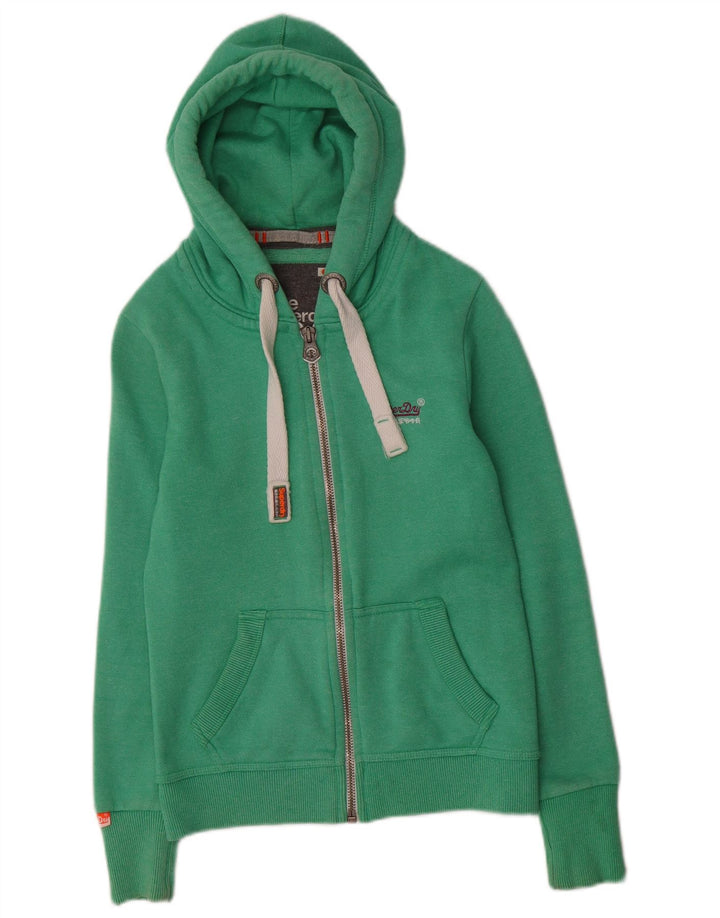 Suéter feminino com capuz e zíper SUPERDRY UK 6 XS algodão verde