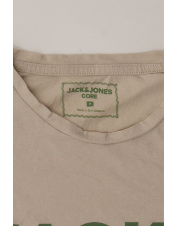 JACK & JONES Mens Graphic T-Shirt Top Medium Beige Cotton Vintage Jack & Jones and Second-Hand Jack & Jones from Messina Hembry 