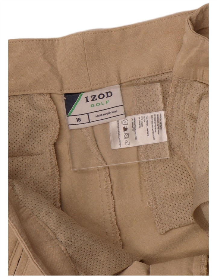IZOD Shorts feminino casual US 16 2XL W38 bege rayon