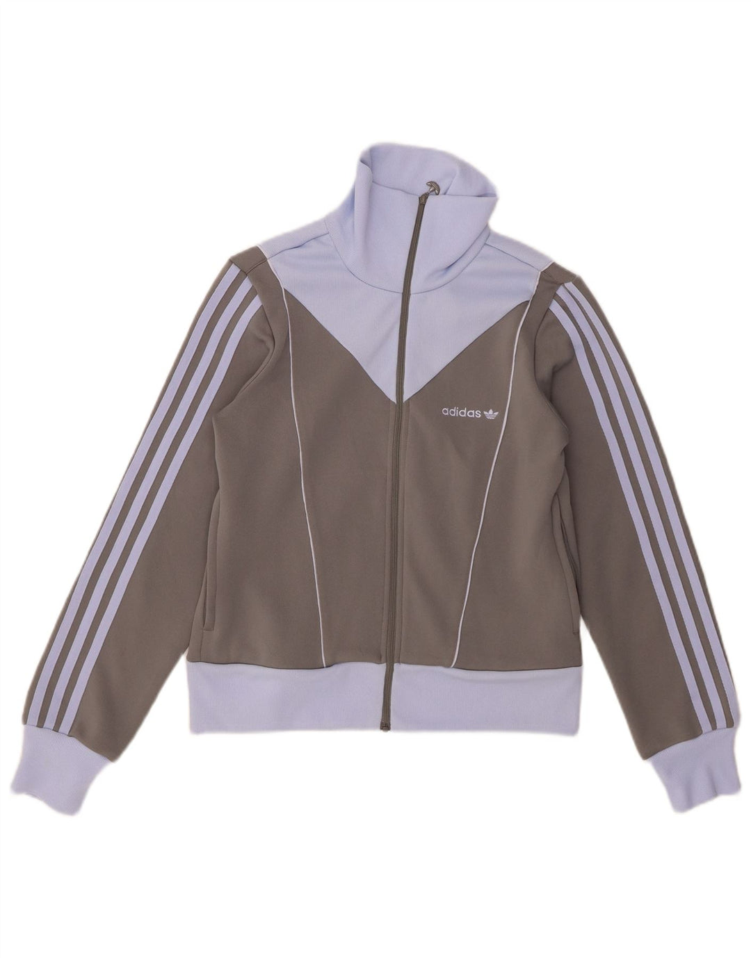 Adidas Womens Tracksuit Top Jacket UK 12 Medium Grey Colourblock Poliéster