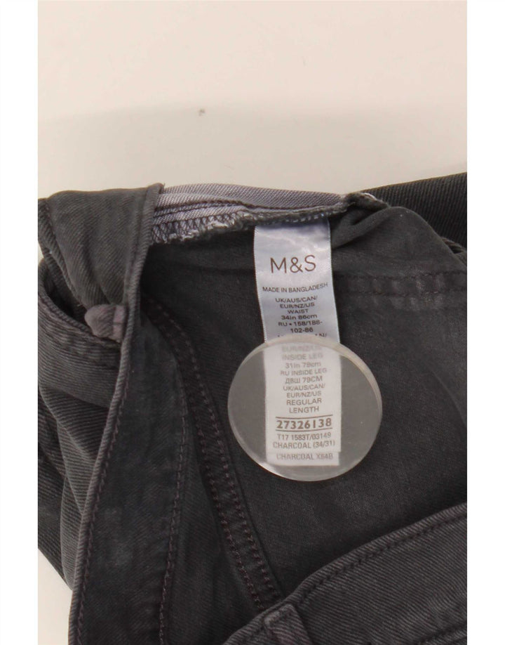 Calça Chino Masculina Slim Marks & Spencer W34 L28 Algodão Cinza