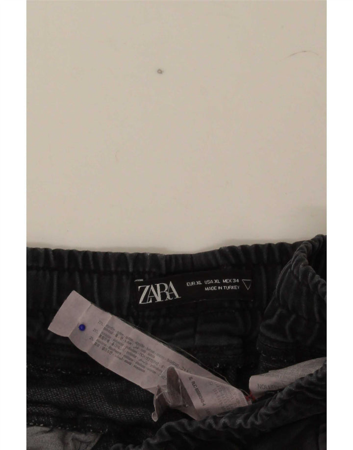 Zara Mens Chino Shorts XL W34 Cinza Algodão