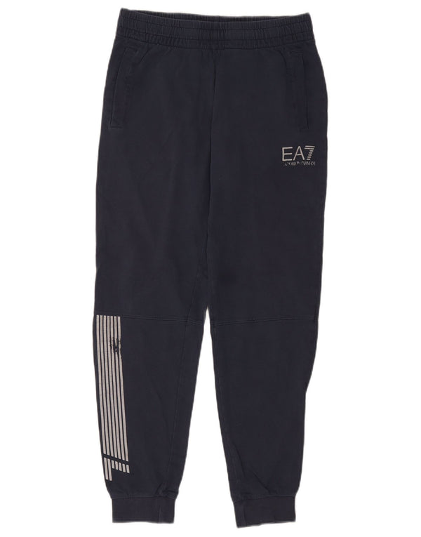Emporio Armani Calça esportiva masculina gráfica joggers pequena azul marinho