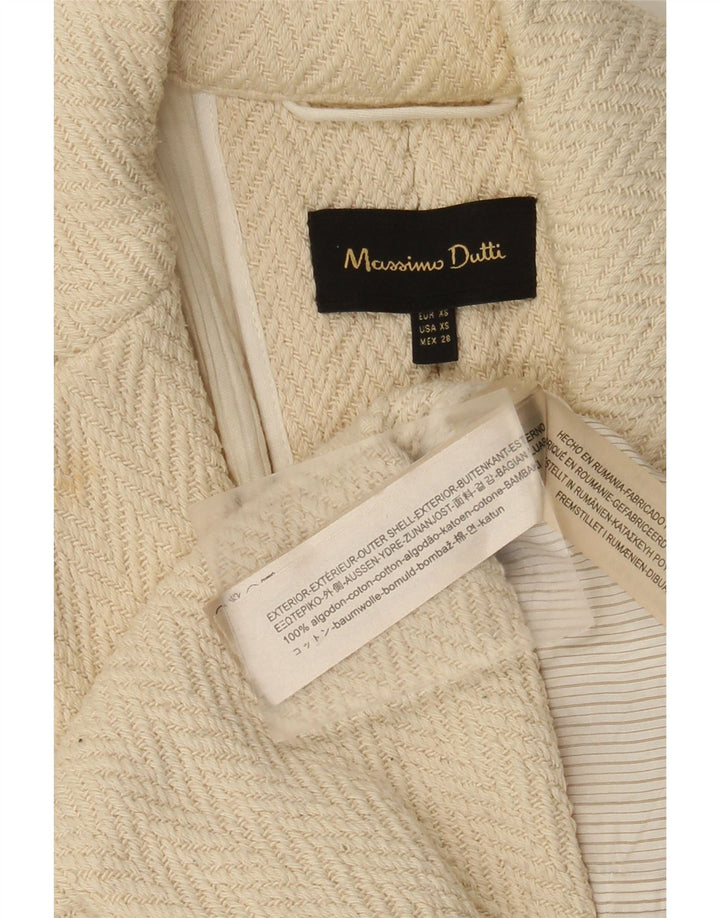 Sobretudo feminino Massimo Dutti manga 3/4 aberta UK 6 XS off white espinha de peixe