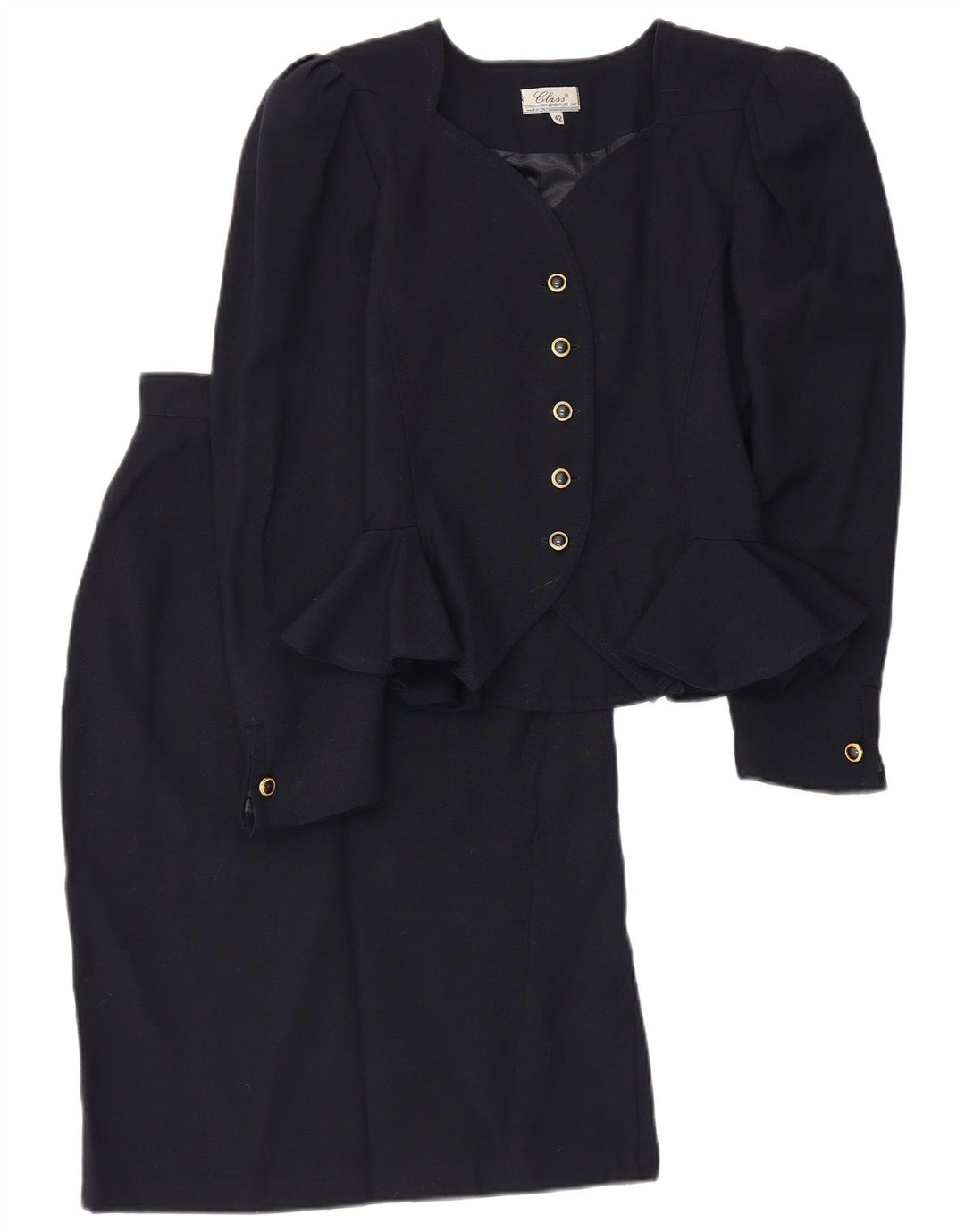 Conjunto de saia feminina Class de 5 botões e 2 peças IT 42 Médio W26 Azul marinho