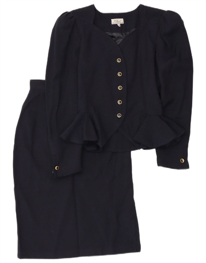 Conjunto de saia feminina Class de 5 botões e 2 peças IT 42 Médio W26 Azul marinho