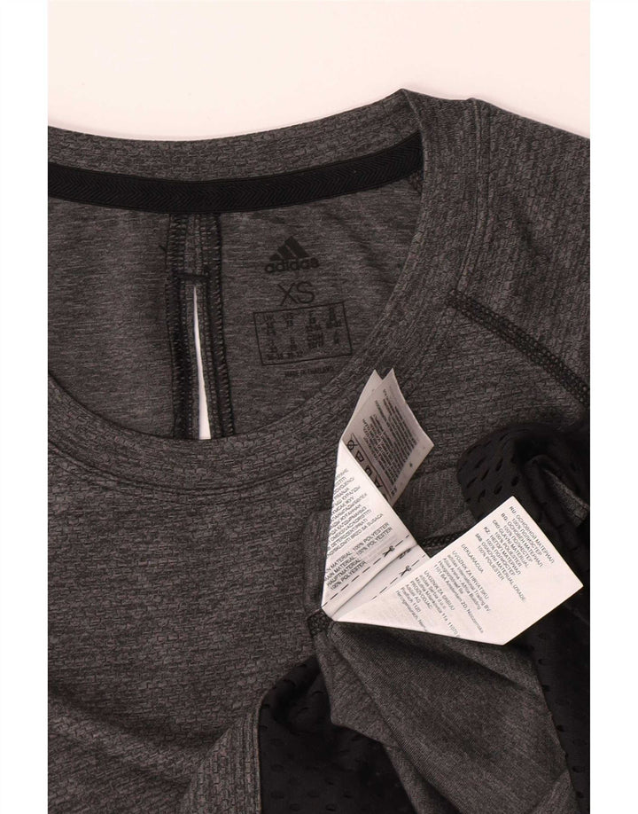 Top feminino Adidas manga comprida UK 4/6 XS cinza colorblock poliéster
