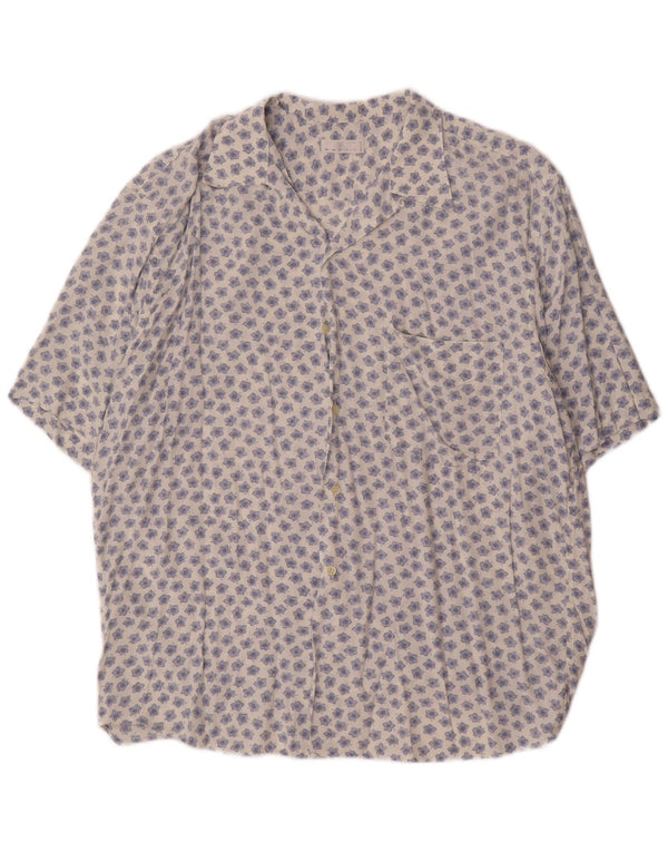 Camisa masculina vintage de manga curta tamanho 40 15 floral branco médio