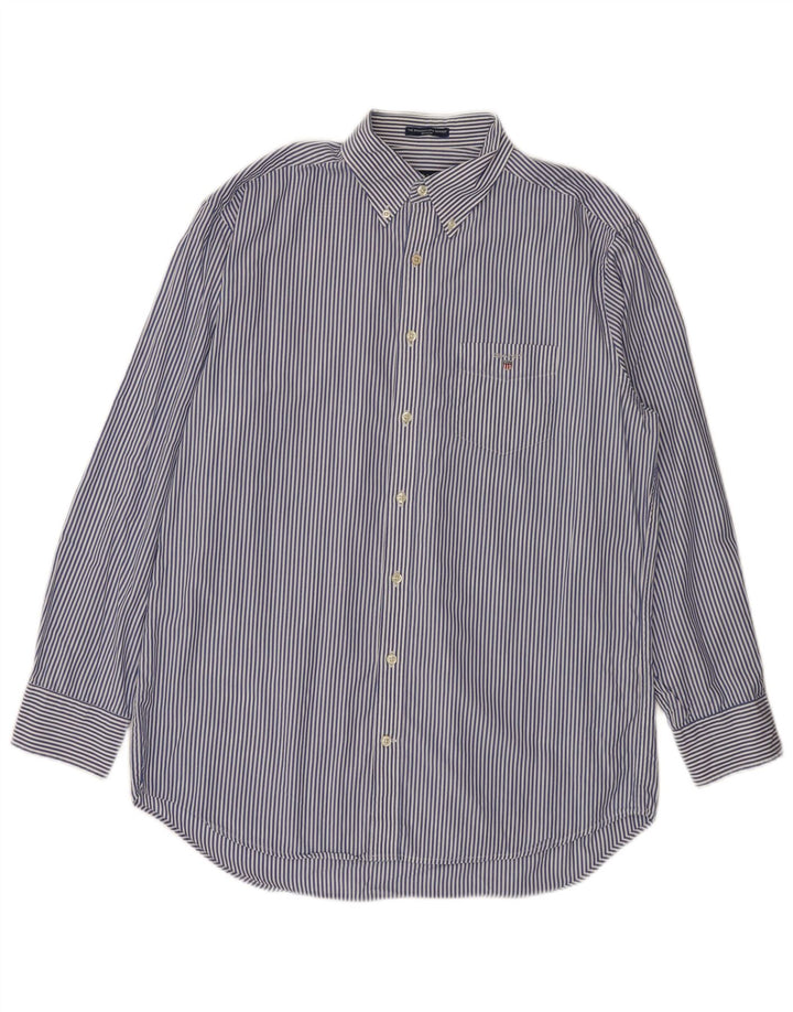 Camisa masculina regular Gant tamanho 41/42 16 1/2 grande algodão listrado azul