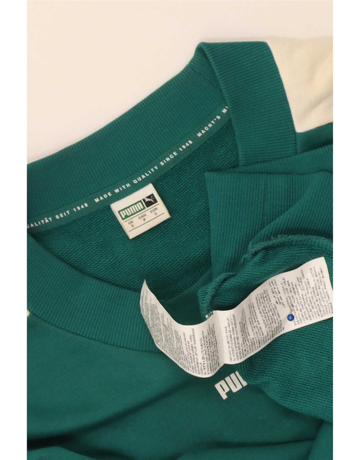 Puma moletom masculino jumper pequeno verde colorblock algodão