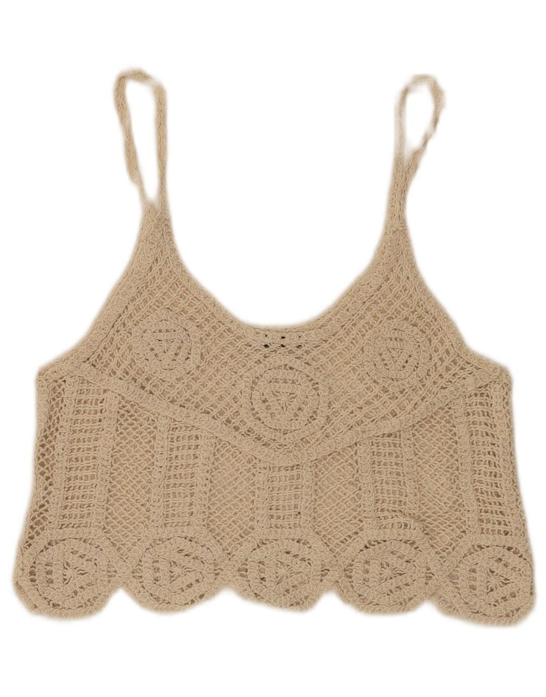 Zara Womens Crop Crochet Cami Top Reino Unido 12 Médio Bege
