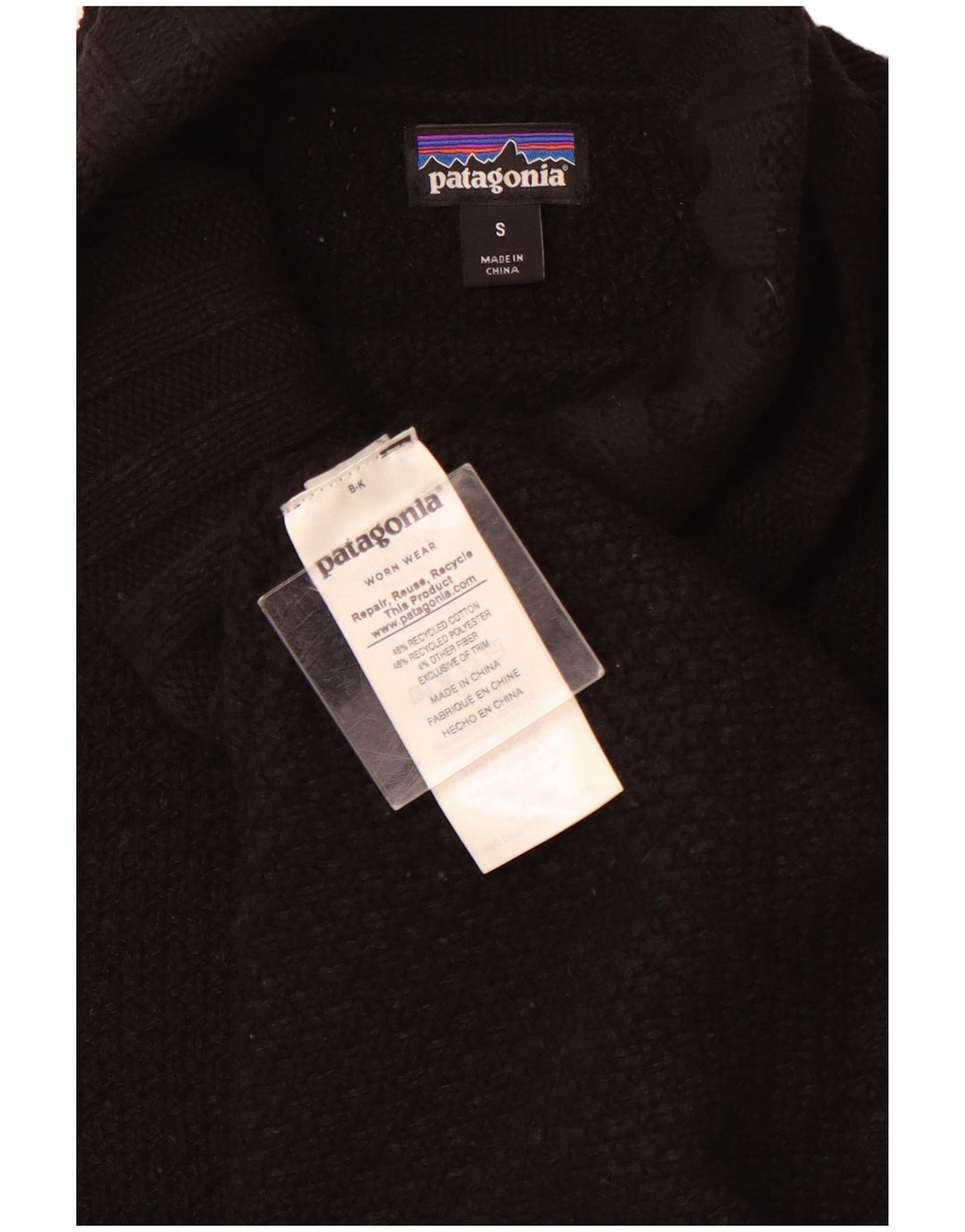 PATAGONIA Suéter feminino oversized com gola redonda Reino Unido 10 pequeno preto