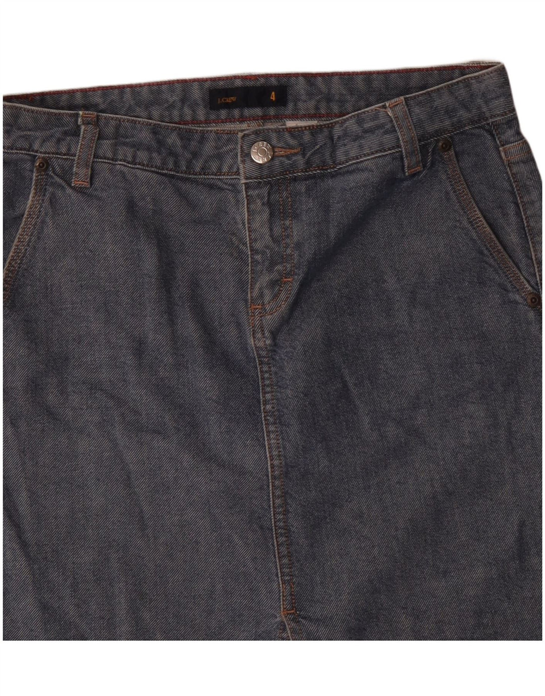 J. CREW Saia jeans feminina US 4 pequena W30 algodão azul