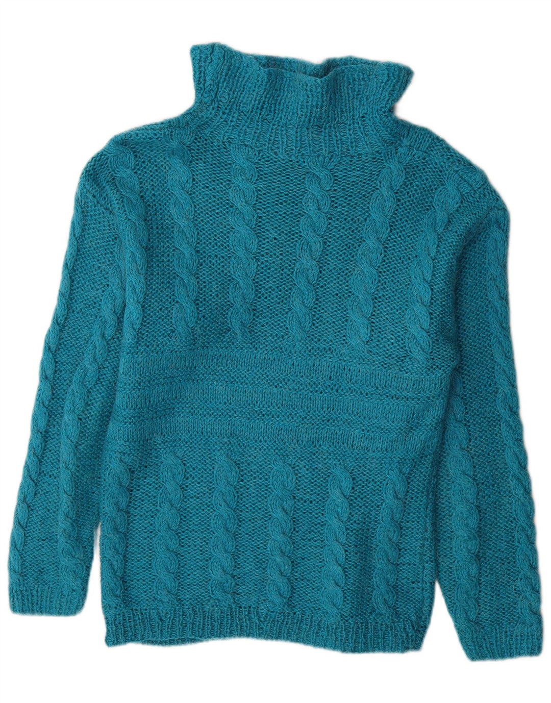 Suéter feminino vintage com gola tartaruga Reino Unido 16 grande azul