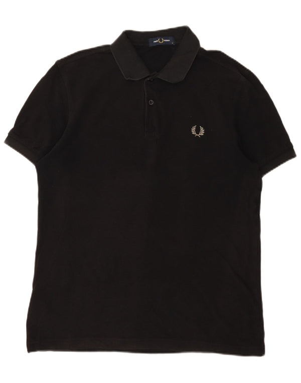 Camisa polo masculina Fred Perry de algodão preto médio