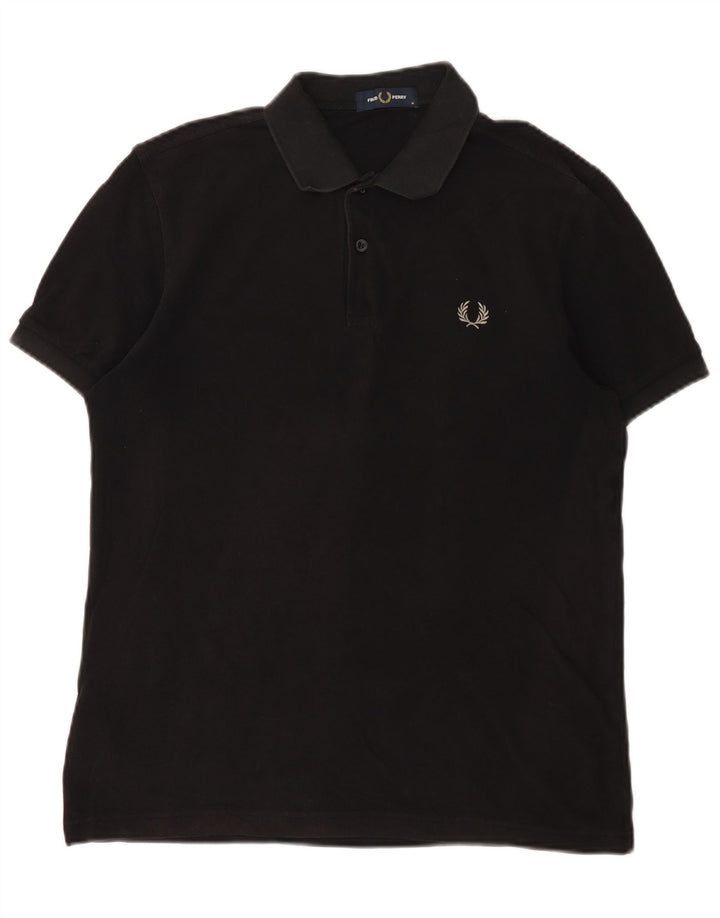 Camisa polo masculina Fred Perry de algodão preto médio