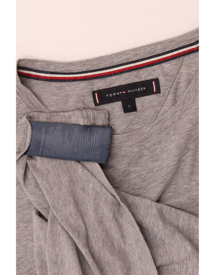Tommy Hilfiger Camiseta masculina grande algodão cinza