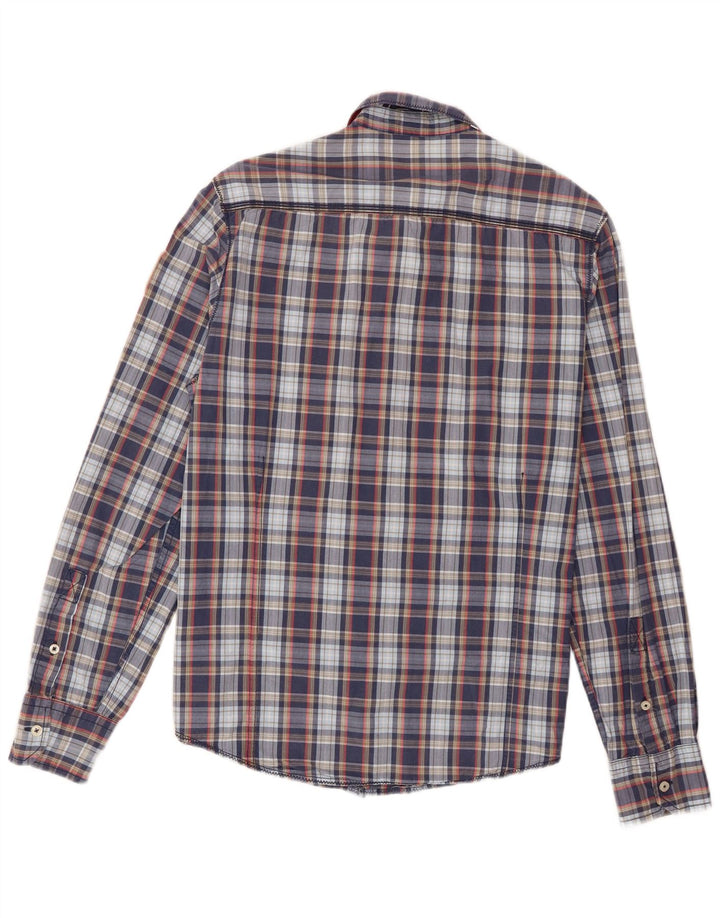 Camisa masculina Napapijri grande algodão xadrez azul