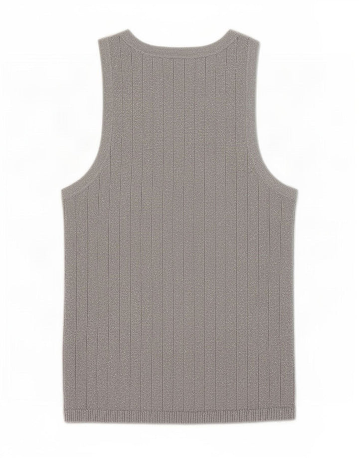 Zara Womens Vest Tank Top UK 12 Médio Cinza