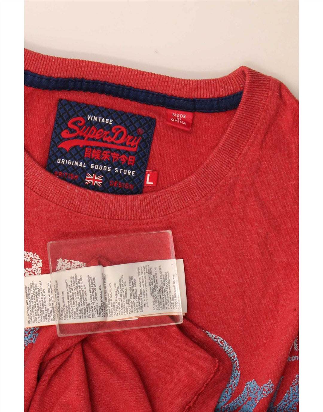 Superdry Mens Graphic T-Shirt Top Grande Algodão Vermelho