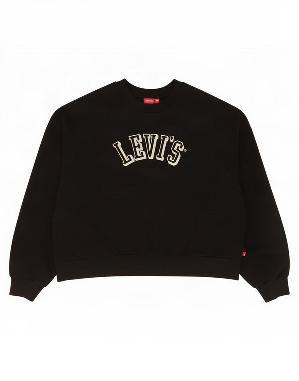 Levi's Womens Crop Graphic Moletom Jumper Reino Unido 16 Grande Algodão Preto