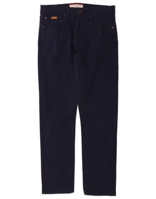 US Polo Assn. Calça masculina slim fit casual W32 L30 algodão azul marinho