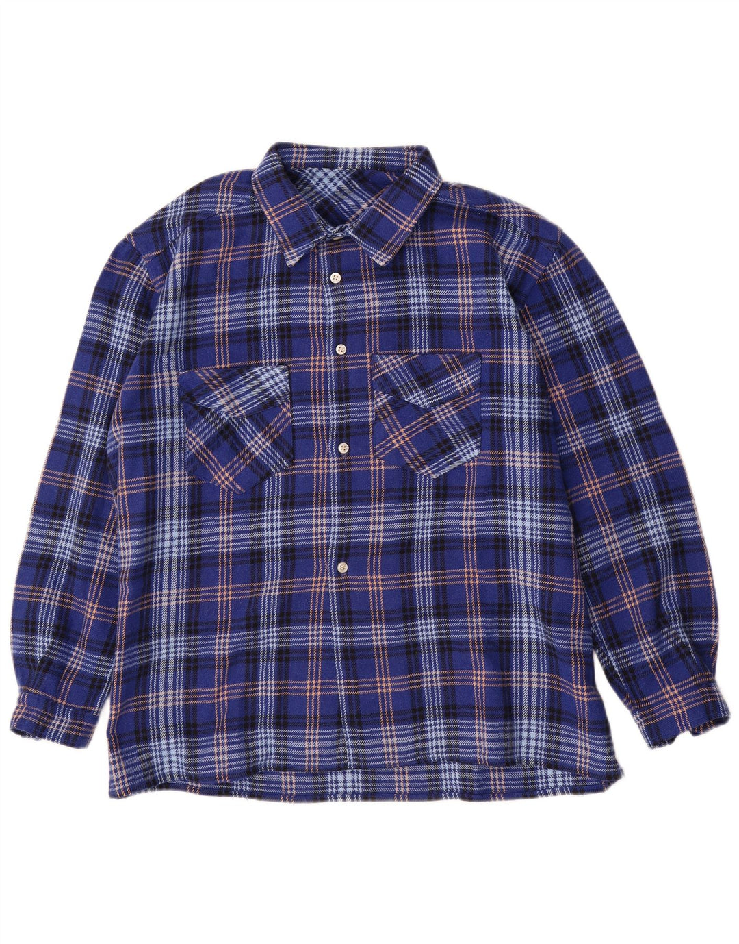 Camisa masculina vintage de flanela XL xadrez azul