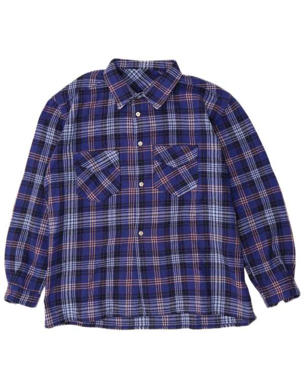 Camisa masculina vintage de flanela XL xadrez azul