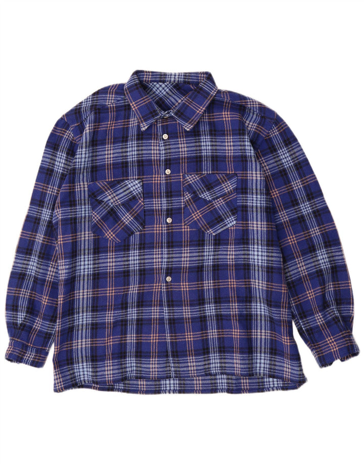 Camisa masculina vintage de flanela XL xadrez azul