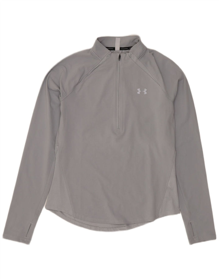 UNDER ARMOUR Feminino Heat Gear Pulôver Treino Top Reino Unido 10 Pequeno Cinza
