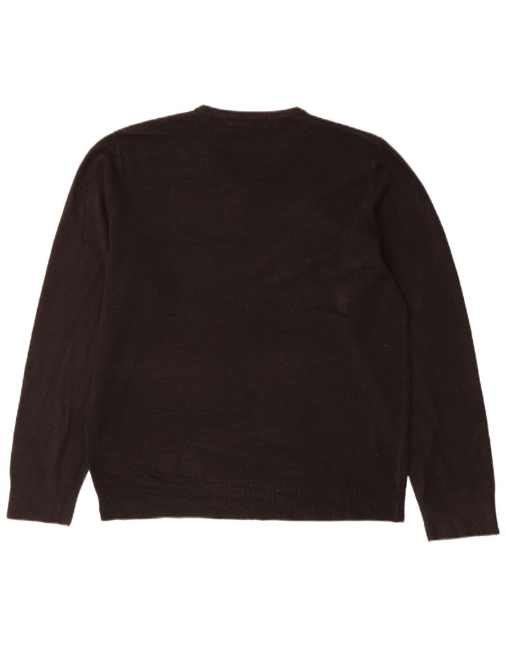 Suéter masculino Marks & Spencer com decote em V grande acrílico preto