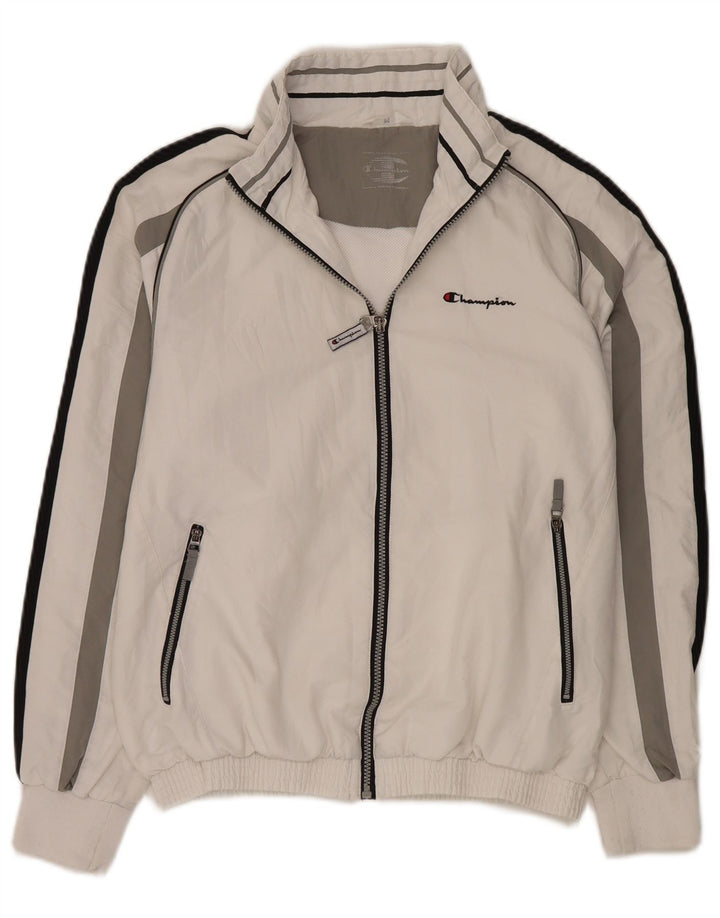 Champion Mens Treino Top Jaqueta Médio Poliéster Branco