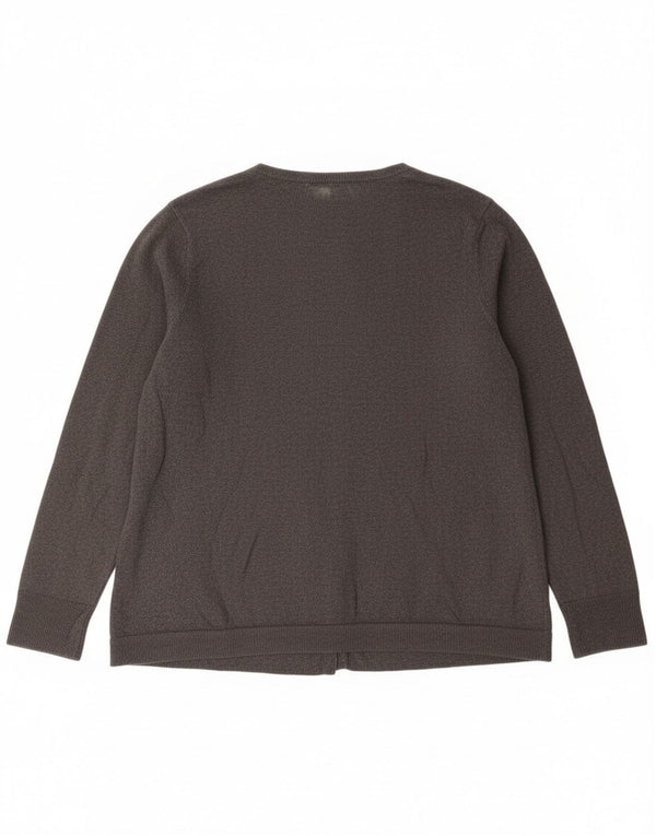 Suéter cardigã feminino Eddie Bauer UK 20 2XL algodão cinza