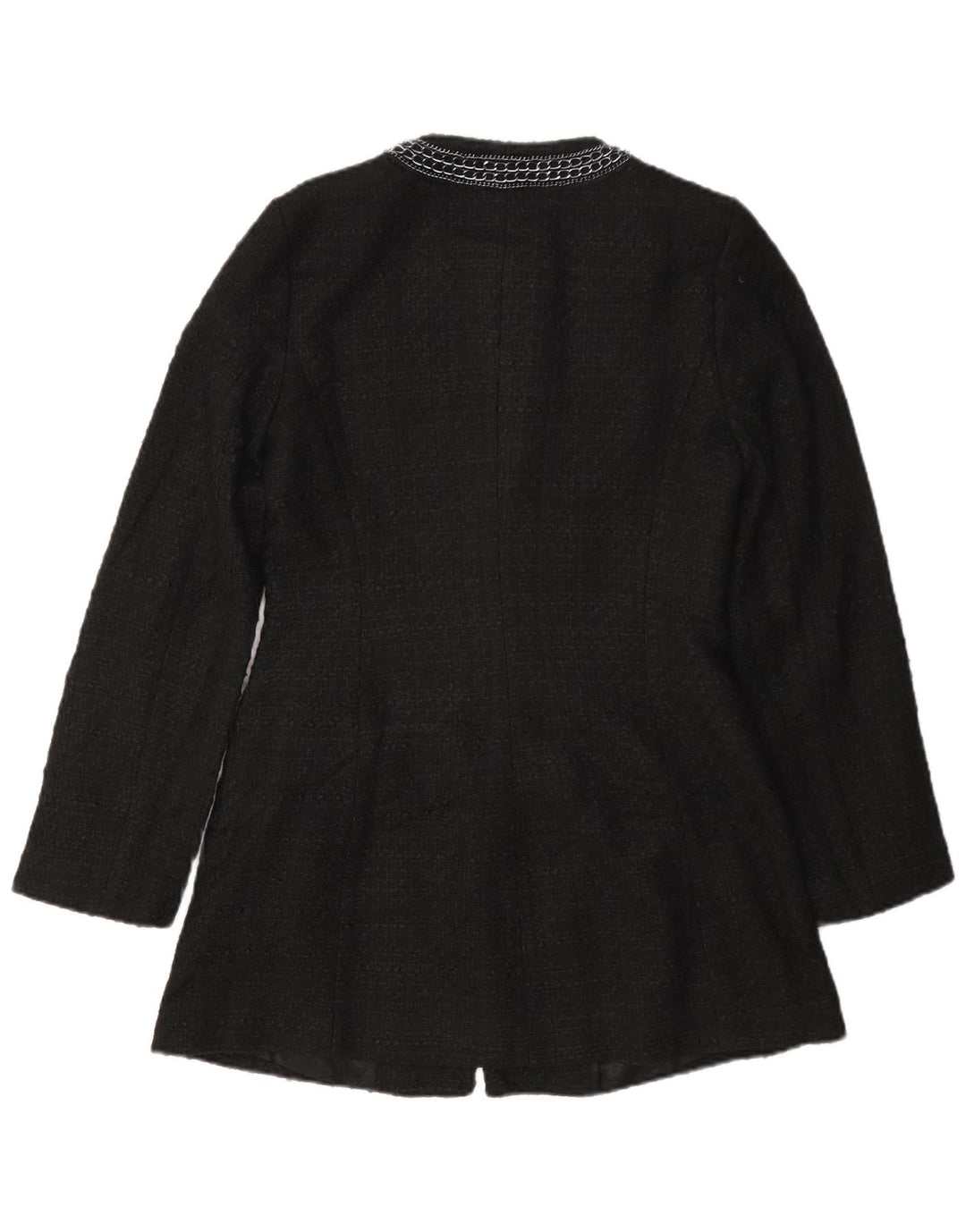 Sobretudo feminino Zara UK 12 poliéster preto médio