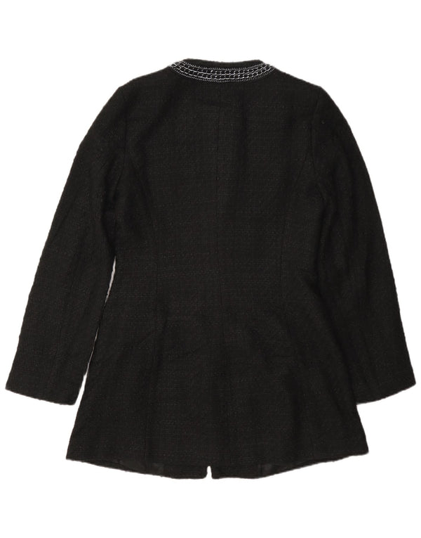 Sobretudo feminino Zara UK 12 poliéster preto médio