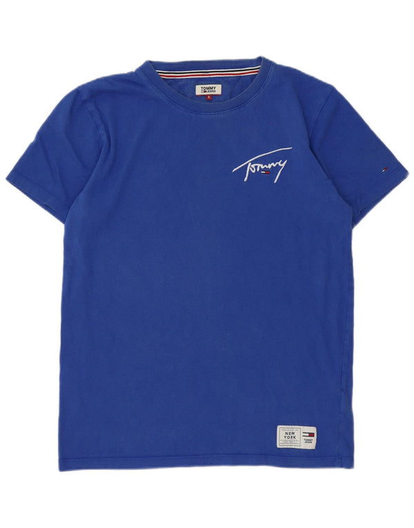 Tommy Hilfiger Camiseta masculina gráfica top pequeno algodão azul
