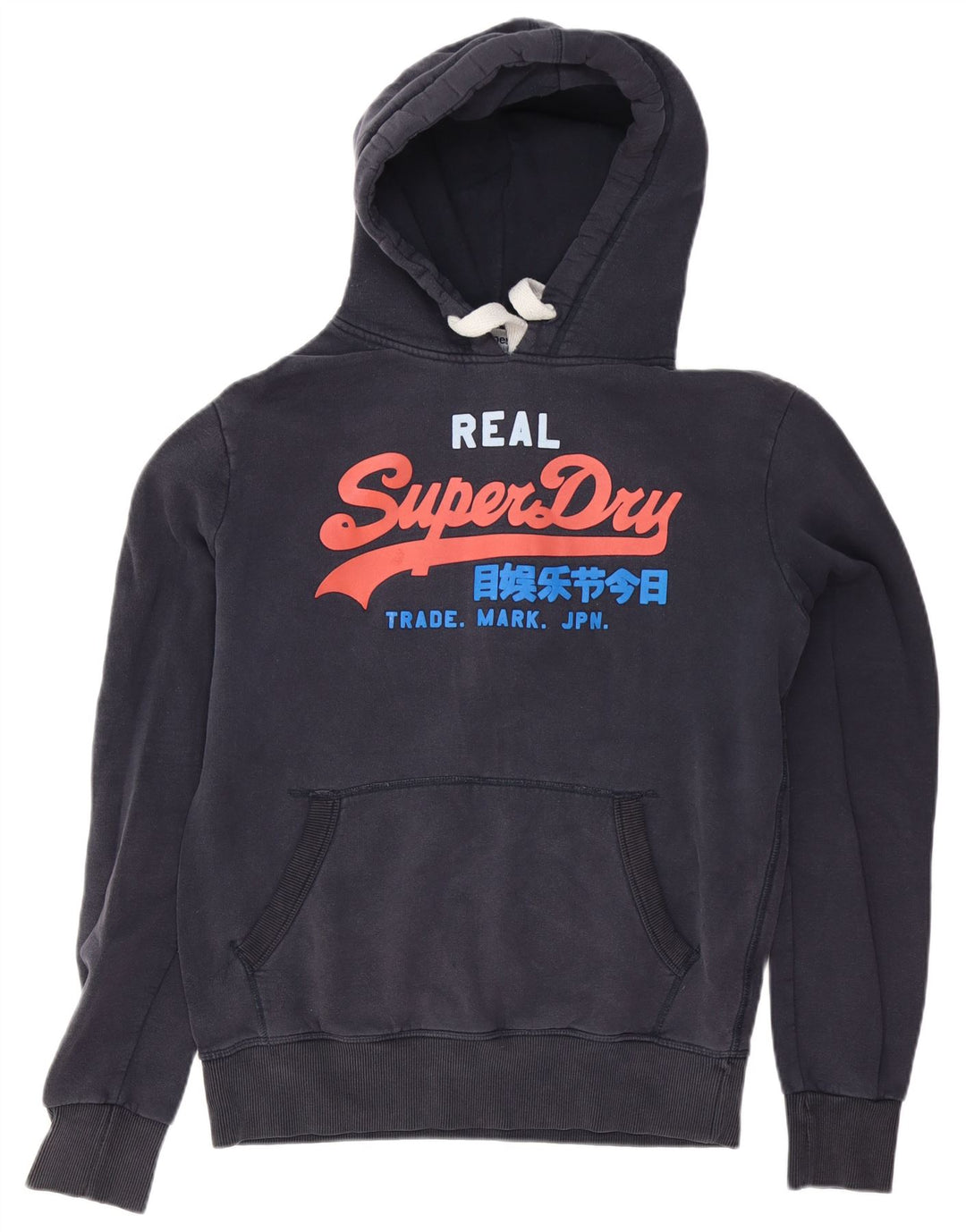 Suéter Superdry masculino com capuz gráfico médio azul marinho algodão