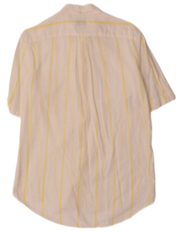 Camisa masculina de manga curta BENETTON de algodão listrado branco médio