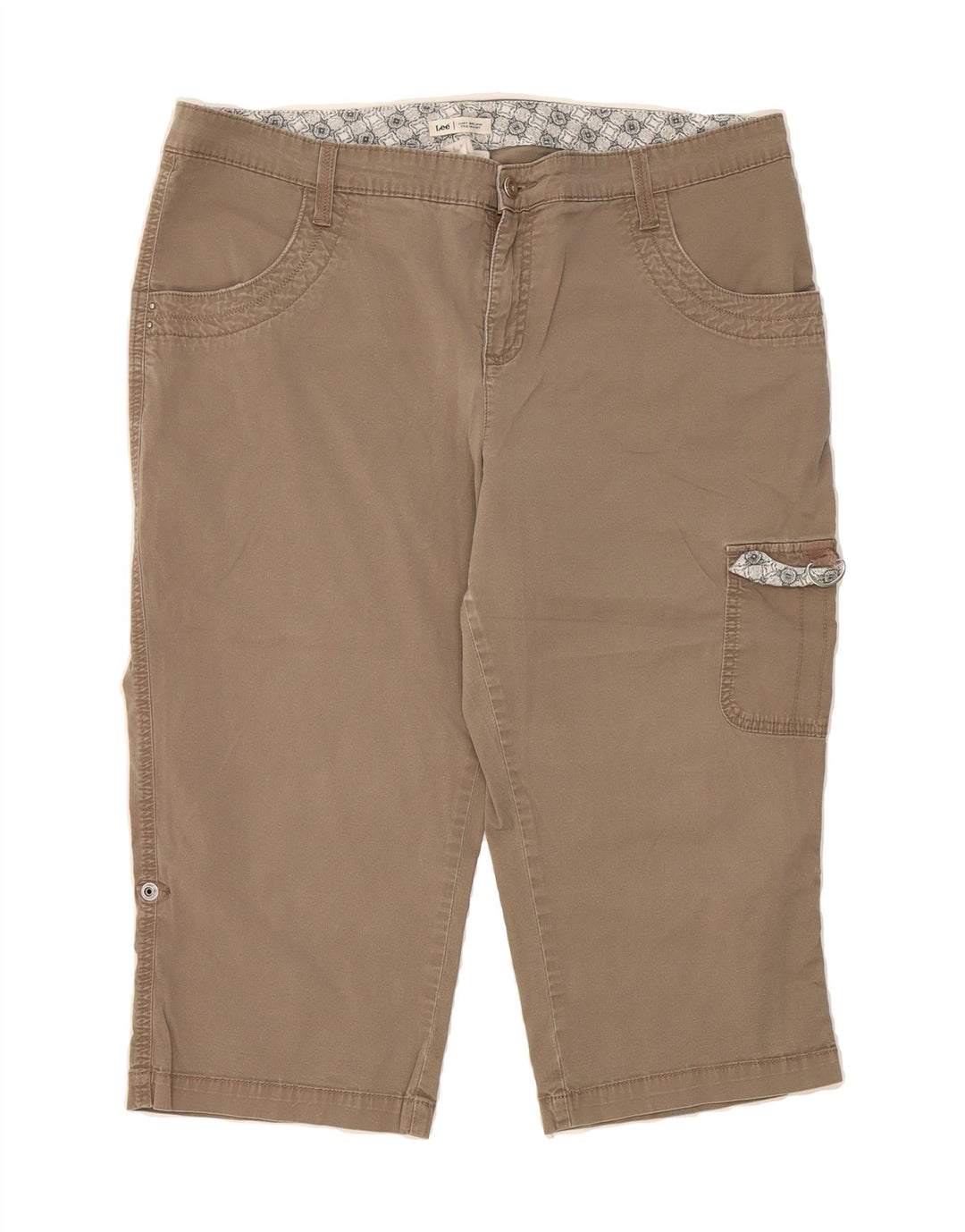 LEE Womens Plus Size Capri Cargo Trousers US 16 XL W38 L20 Beige Cotton Vintage Lee and Second-Hand Lee from Messina Hembry 