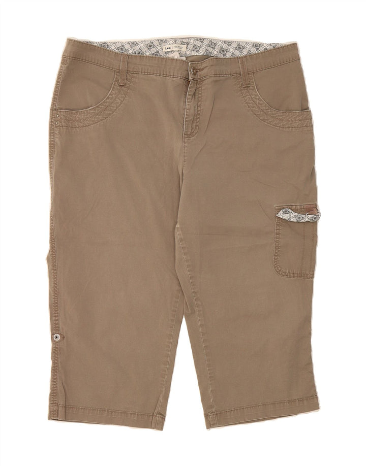 LEE Womens Plus Size Capri Cargo Trousers US 16 XL W38 L20 Beige Cotton Vintage Lee and Second-Hand Lee from Messina Hembry 