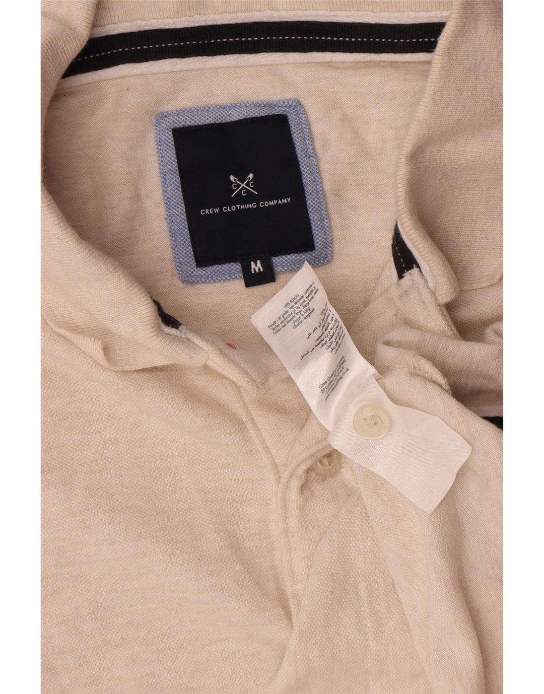 Camisa polo masculina Crew Clothing algodão manchado bege médio