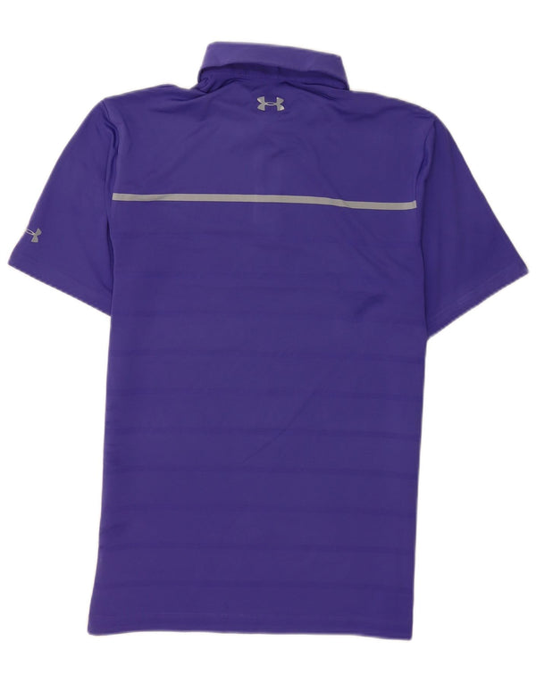 Camisa polo masculina Under Armour pequena listrada roxa de poliéster