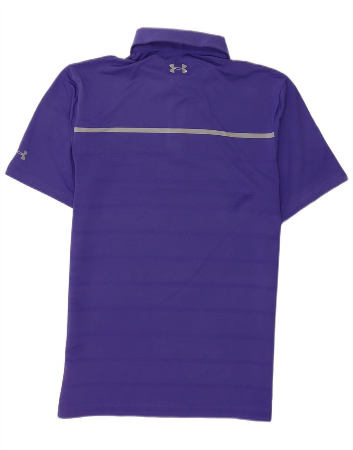Camisa polo masculina Under Armour pequena listrada roxa de poliéster